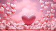 Pink background with valentines day hearts with blur effect