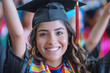 Hispanic student expresses the joy of graduating from school university
