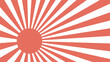 Retro background rising red sun rays, Japan sun flag rays