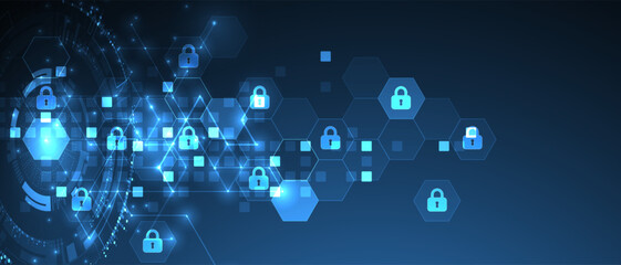 Wall Mural - technological background with isometric ornament. digital security, information protection. lock ico