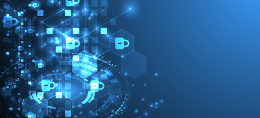 Wall Mural - technological background with isometric ornament. digital security, information protection. lock ico