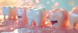 Animated 3D teeth coated with fluoride, demonstrating effective cavity prevention techniques
