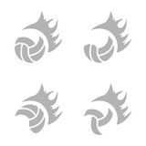 Fototapeta Dinusie - volleyball ball icon, flame, on a white background, vector illustration