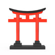 Red Wooden Japanese Traditional Torii Gate. 3d Rendering