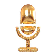 Poster - Golden Metal Balloon Microphone Icon Symbol for Festive, Text, Holidays. 3d Rendering