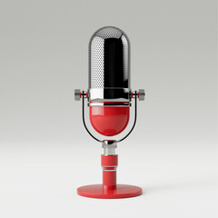 Leinwandbilder - Desk Red Retro Microphone. 3d Rendering