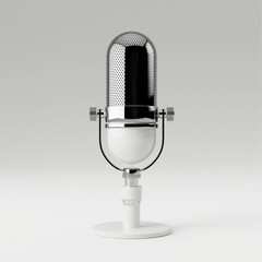 Leinwandbilder - Desk White Retro Microphone. 3d Rendering