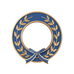 Aufkleber - Blue Medal Award with Gold Laurel Wreath and Free Space for Your Design. 3d Rendering