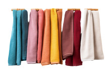 Serene Dance Of Colorful Towels On A Laundry Line. On A White Or Clear Surface PNG Transparent Background.