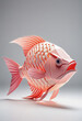 Amazing beautiful fish cut out of paper, simple background, kirigami style