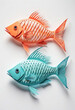 Amazing beautiful fish cut out of paper, simple background, kirigami style