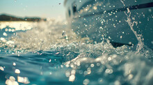 Yacht At Sea. Splash Of Waves Close Up From A Moving Boat