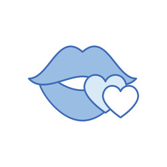 Wall Mural - Blue Line  Lip kiss vector icon