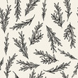 Line art rosemary branches background