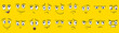© Little Monster 2070 - Cartoon faces. Expressive eyes and mouth, smiling, crying and surprised facial expressions of the character. Cartoon comic emotions or doodle emoticon. Set of icons isolated vector illustration.