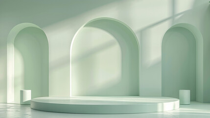 Wall Mural - green podium concept . podium in shades of green, perfect for product display , 3d rendering . ai generative