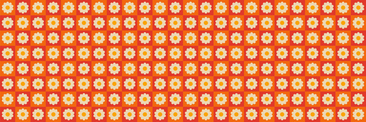 Sticker - Trendy color seamless groovy background. Retro pattern 70s, 80s style