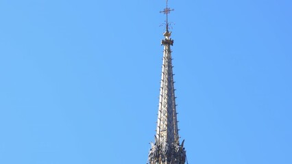 Poster - Top of the spire of Sainte-Chapelle church on sunny day in Paris, France