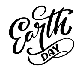 Wall Mural - Earth Day handwritten lettering text logo. Typography calligraphic design for greeting cards and poster template celebration. Vector illustration