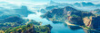 Colombian Majesty: Aerial Views of Guatape, Vibrant Waters Meet Lush Greenery