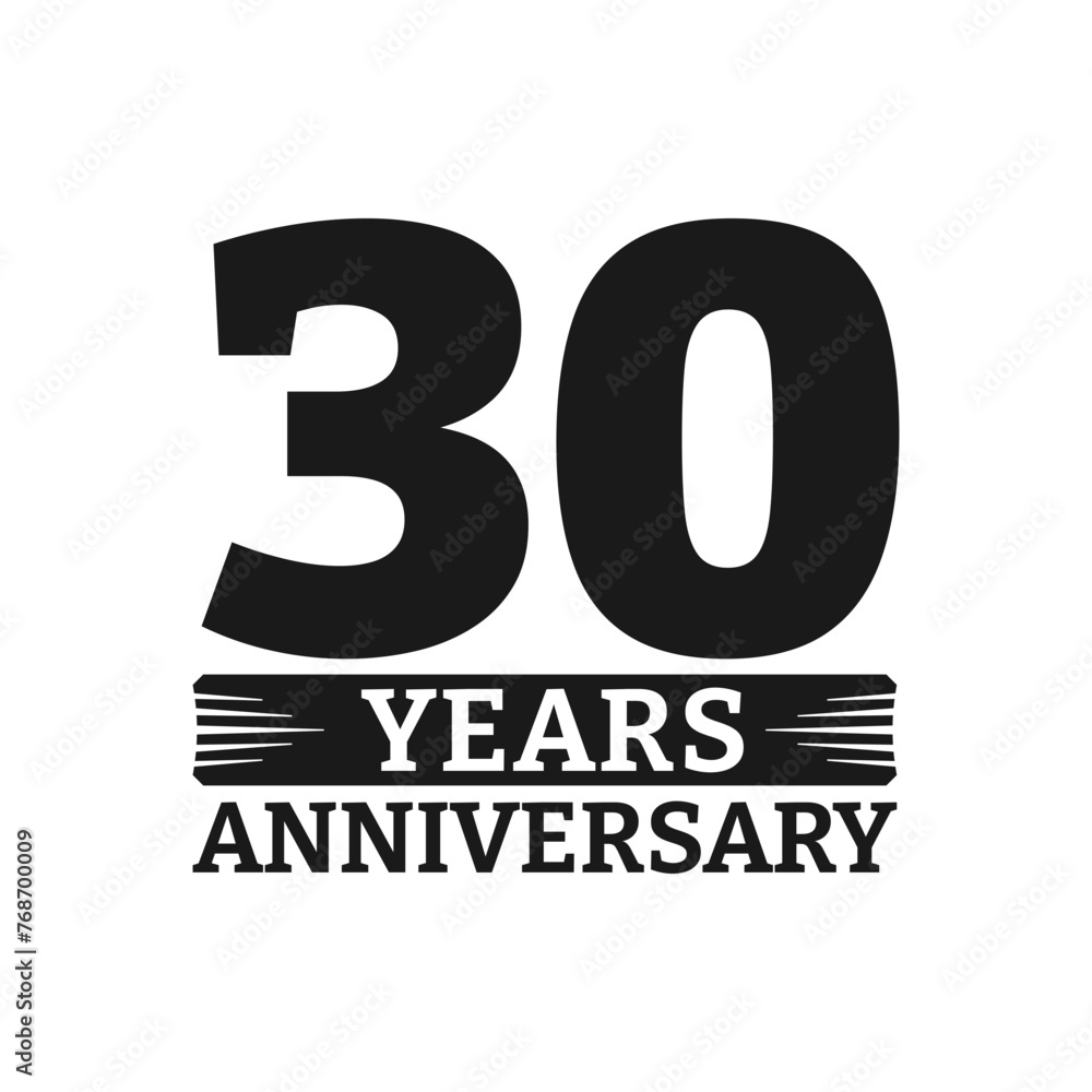 30 years logo or icon. 30th anniversary badge. Birthday celebrating ...