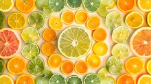 Vibrant Citrus Fruits Arrangement Radiating Freshness And Summer Cheer