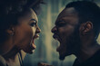 Image of a black couple screaming at each other 