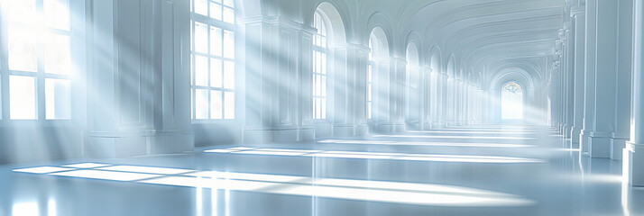 Wall Mural - Ethereal Light Through Modern Windows: Architectural Beauty in Indoor Spaces, Reflections of Serenity