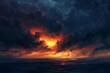 Dramatic stormy sky with lightning and dark clouds, powerful forces of nature, digital painting