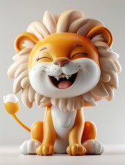 Wall Mural - A toy lion sitting on a white surface.