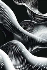 Wall Mural - Black and White Abstract Halftone Wave Pattern Background
