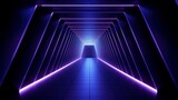 Fototapeta Fototapety przestrzenne i panoramiczne - 3d abstract background with neon lights. Empty stage. Neon tunnel
