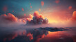 Sunset cloud landscape abstract graphic poster web page PPT background