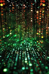 Canvas Print - Green Binary Data Stream in Digital Space