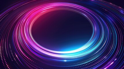 Wall Mural - Futuristic Neon Glowing Circle on a Dark Background