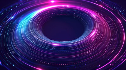 Wall Mural - Futuristic Neon Glowing Circle on a Dark Background