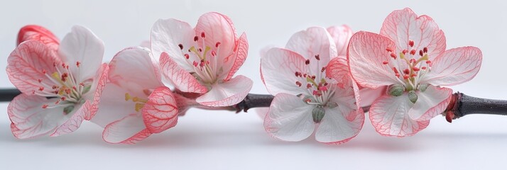 Canvas Print - A close up of some flowers on a branch, Spring close-up image of apple blossoms