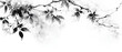 Drawing of abstract watercolor branches and flowers in chinese and japanese painting ink style, horizontal banner	
