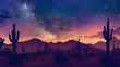 Digital art of a desert under a star-filled sky, giving a feel of a mystical nocturnal world