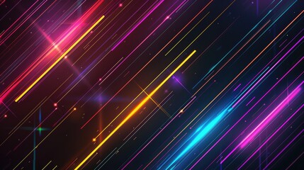 Wall Mural - Colorful Lines on Black Background