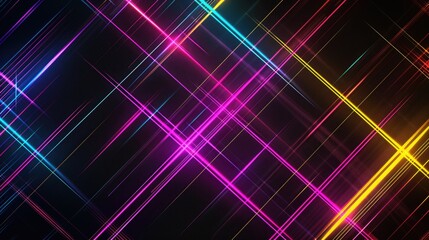 Wall Mural - Sleek Neon Light Stripes on Dark Background