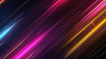 Wall Mural - Sleek Neon Light Stripes on Dark Background