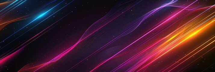 Wall Mural - Sleek Neon Light Stripes on Dark Background