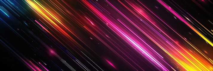 Wall Mural - Sleek Neon Light Stripes on Dark Background