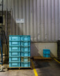 Warehouse and storage area. Walkway in the Factory . Manufacturing product of packaging. Product box