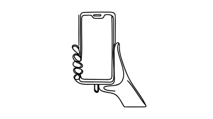 Wall Mural - Phone line background. One line drawing background. Continuous line drawing of smartphone. Vector illustration.