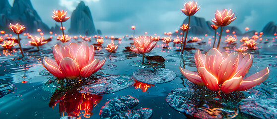 Lotus Tranquility: A Dance of Petals on Water, The Graceful Beauty of Natures Elegance