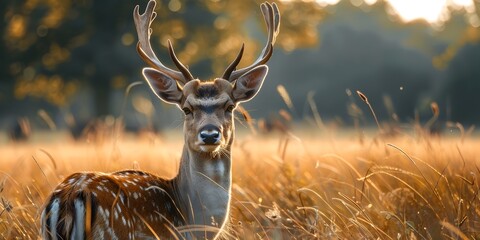 Canvas Print - Majestic Deer In Serene Autumn Meadow Embodying Mindful Presence And Natural Tranquility