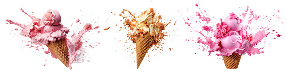 Canvas Print - Set of delicious ice cream explosions, cut out