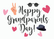 Happy Grandparents day card with sunglasses, peace sign, hearts and hat
